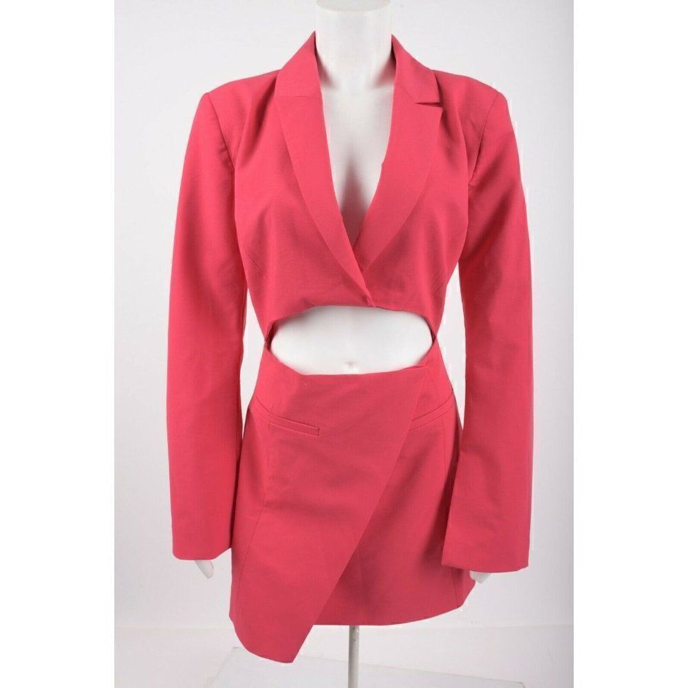 Zara Womens Cut Out Blazer Dress XS Pink Mini Long Sleeve 8681/317 NWT